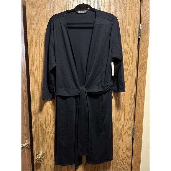 Seek No Further by Fruit of the Loom Women's 1x Plus Size Ponte Open Front Black - Picture 1 of 4
